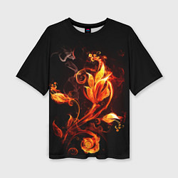 Женская футболка оверсайз Огненный цветок