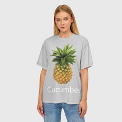 Футболка оверсайз женская Pineapple cucumber, цвет: 3D-принт — фото 2