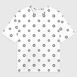 Футболка оверсайз женская Черно-белый узор в горошек, цвет: 3D-принт