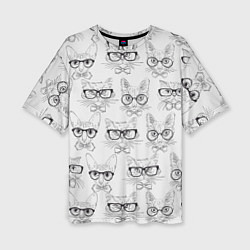 Футболка оверсайз женская Кошки в очках, цвет: 3D-принт