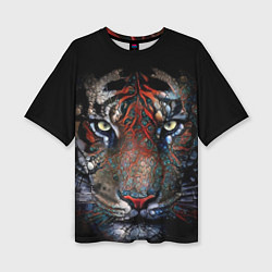 Женская футболка оверсайз Цветной тигр