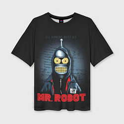 Женская футболка оверсайз Bender x mr robot