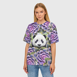 Футболка оверсайз женская Панда среди цветов, цвет: 3D-принт — фото 2