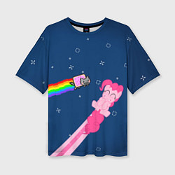 Женская футболка оверсайз Nyan cat x Pony