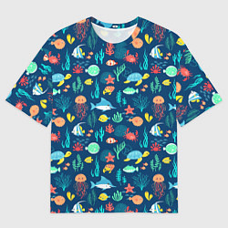 Футболка оверсайз женская Морские жители, цвет: 3D-принт