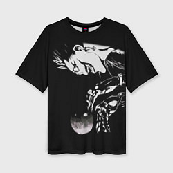 Женская футболка оверсайз Рюк и яблоко Death Note