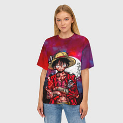 Футболка оверсайз женская Луффи One Piece Большой куш, цвет: 3D-принт — фото 2