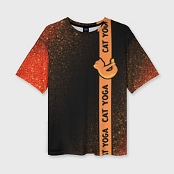 Женская футболка оверсайз Йога Кошка - Шум Лента