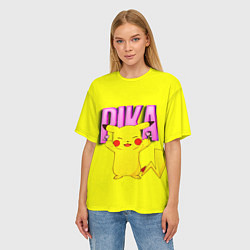 Футболка оверсайз женская ПИКАЧУ PIKACHU, цвет: 3D-принт — фото 2