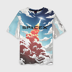 Женская футболка оверсайз Ракета SpaceX