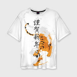 Футболка оверсайз женская Китайский тигр, цвет: 3D-принт