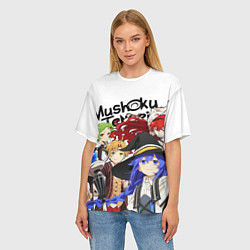 Футболка оверсайз женская Реинкарнация безработного: Рудеус, Эрис, Рокси, Си, цвет: 3D-принт — фото 2