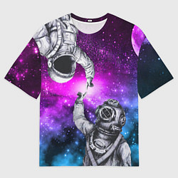 Футболка оверсайз женская Космонавт и водолаз - сотворение, цвет: 3D-принт