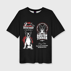 Женская футболка оверсайз Бостон-Терьер Boston Terrier