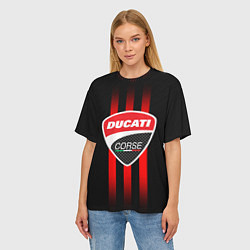 Футболка оверсайз женская DUCATI CARBON LOGO ITALY CONCERN, цвет: 3D-принт — фото 2