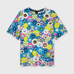 Женская футболка оверсайз Takashi Murakami Улыбающиеся цветы
