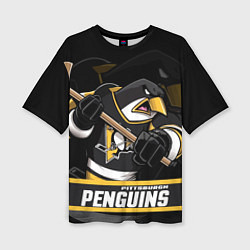 Женская футболка оверсайз Питтсбург Пингвинз, Pittsburgh Penguins