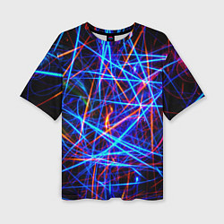 Женская футболка оверсайз NEON LINES Glowing Lines Effect