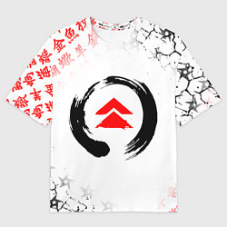 Женская футболка оверсайз ПРИЗРАК ЦУСИМЫ ЭМБЛЕМА GHOST OF TSUSHIMA