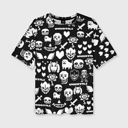 Женская футболка оверсайз UNDERTALE PATTERN БЕЛЫЙ