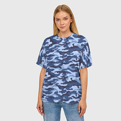 Футболка оверсайз женская Синий Камуфляж Camouflage, цвет: 3D-принт — фото 2