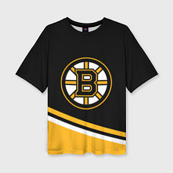 Женская футболка оверсайз Бостон Брюинз, Boston Bruins Диагональные полосы