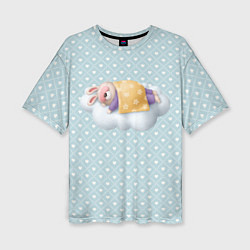 Женская футболка оверсайз Спящий кролик