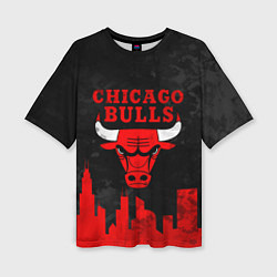Женская футболка оверсайз Chicago Bulls, Чикаго Буллз Город