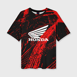 Женская футболка оверсайз Honda следы от шин