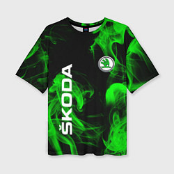 Футболка оверсайз женская Skoda: Green Smoke, цвет: 3D-принт