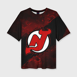 Женская футболка оверсайз New Jersey Devils, Нью Джерси Девилз