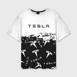 Женская футболка оверсайз Tesla - Black & White