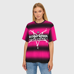 Футболка оверсайз женская Satan school for bad boys and girls pink, цвет: 3D-принт — фото 2