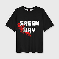 Женская футболка оверсайз Green day Цветы