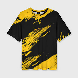 Женская футболка оверсайз BLACK AND YELLOW GRUNGE ГРАНЖ