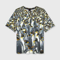 Женская футболка оверсайз Пингвины Penguins
