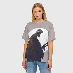 Футболка оверсайз женская Скелет-самурай, цвет: 3D-принт — фото 2