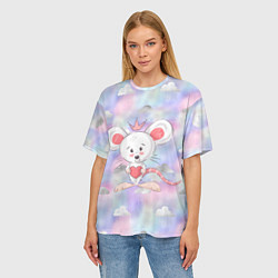 Футболка оверсайз женская Мышь с короной, цвет: 3D-принт — фото 2