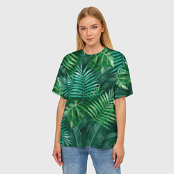 Футболка оверсайз женская Tropical plants pattern, цвет: 3D-принт — фото 2