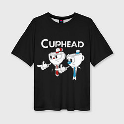 Женская футболка оверсайз Cuphead грозные ребята из Криминального чтива