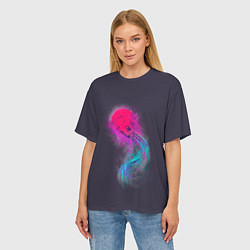 Футболка оверсайз женская Медуза Градиент Неон, цвет: 3D-принт — фото 2