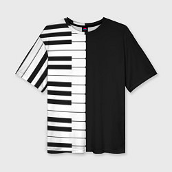 Футболка оверсайз женская Черно-Белое Пианино Piano, цвет: 3D-принт