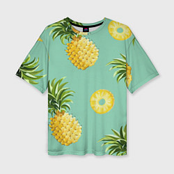 Женская футболка оверсайз Большие ананасы