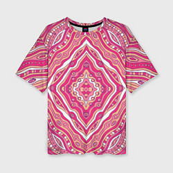 Женская футболка оверсайз Абстракция Узор розового цвета