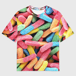 Футболка оверсайз женская Мармеладные червячки, цвет: 3D-принт