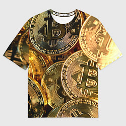 Футболка оверсайз женская Биткойны, цвет: 3D-принт