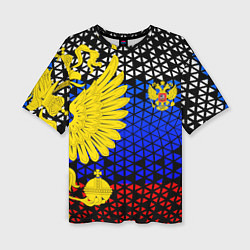 Женская футболка оверсайз Герб флаг россии