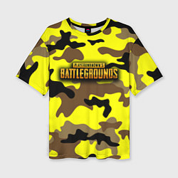 Женская футболка оверсайз PlayerUnknowns Battlegrounds Камуфляж Жёлто-Коричн