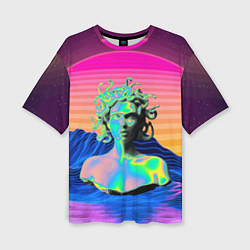 Футболка оверсайз женская Gorgon Medusa Vaporwave Neon Mountains, цвет: 3D-принт