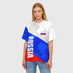 Футболка оверсайз женская RUSSIA - SPORTWEAR - ТРИКОЛОР, цвет: 3D-принт — фото 2